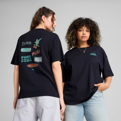 Imagen de Puma Relaxed Camiseta estampada, Mujer, Talla: XL, New navy