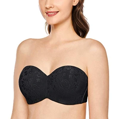 Imagen de DELIMIRA Sujetador Sin Tirantes con Aros Invisible para Mujer Negro 105C