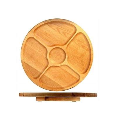 Imagen de COLLECTOR Tabla giratoria Plato dividido Redondo Circular Giratorio de madera para servir aperitivos 33 cm