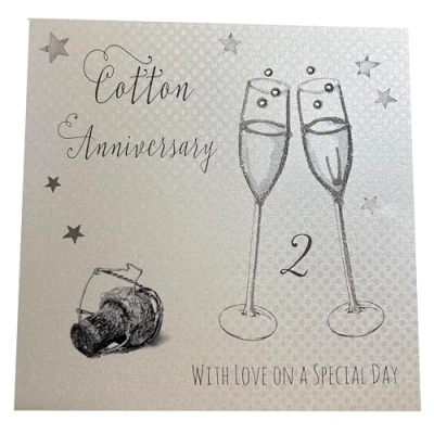 Imagen de WHITE COTTON CARDS &quot;Aniversario de algodón. with Love On Your Special Day Hecha a Mano Tarjeta 2º Aniversario