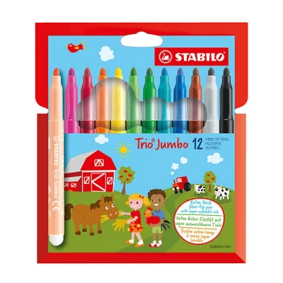Imagen de STABILO Trio Jumbo Rotulador triangular escolar Estuche con 12 colores Multicolor