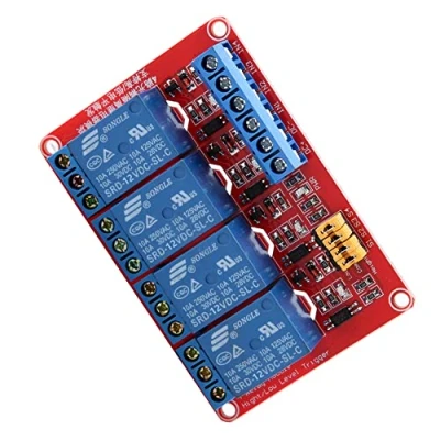 Imagen de Keenso Módulo de relé 4 canales, 5 V, 12 24 tarjeta extensión bajo nivel, aislado por fotoacoplador (12 V)