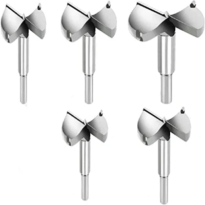 Imagen de Juego 5 Pieza de Brocas Forstner para Madera, Diámetros 35/40/45/50/60mm, Acero al Tungsteno Titanium Recubierto, Herramientas Tipo Bisagra Aburrido Agujero Sierra Cortador