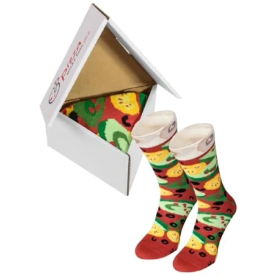 Imagen de Rainbow Socks Pizza Box Slice Vege Mujer Hombre Calcetines Novelty Regalo Para Los Amantes de La y Cocina Italiana 1 par Tamaño 36 40