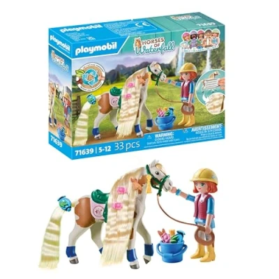 Imagen de PLAYMOBIL Horses of Waterfall 71639 Ellie con Caballo, Incluyendo Accesorios para Crear Peinados Caballos y Dos Pulseras de Silicona, Juguetes sostenibles niños niñas a Partir 5 años