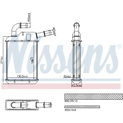Imagen de NISSENS 707279 Radiador de Calefaccion con conducto VOLKSWAGEN: Transporter 5 Bus,
