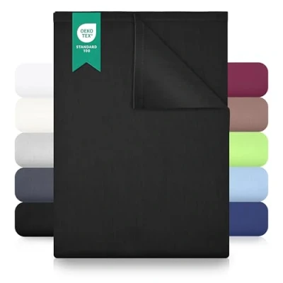 Imagen de GREEN MARK Textilien Classic Sábana Manta 100% algodón sin elástico en Muchos tamaños y Colores Tamaño: 150x250 cm, n