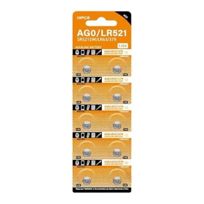 Imagen de Paquete de 10 pilas botón AG0/LR521 SR521W SR521SW LR63 379A 379 para relojes juguete remoto
