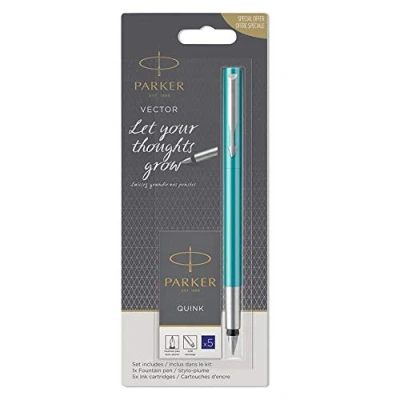 Imagen de Parker Vector Pluma estilográfica y cartuchos de tinta azul (5 unidades)