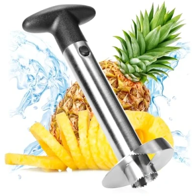 Imagen de COM FOUR® cortador de piña 3 en 1 pelador acero inoxidable, apto para lavavajillas descorazonador con cuchilla afilada (01 pieza piña)