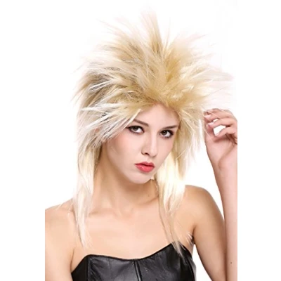 Imagen de WIG ME UP 90891 ZA89TZA88 Peluca Mujer Hombre Carnaval Halloween años 80 Punk Wave mójol Pelo de Punta Mezcla Rubio