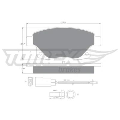 Imagen de TOMEX brakes TX 14 75 Juego de pastillas freno Eje trasero con contacto avisador desgaste tornillos pinza FORD: Transit Mk6 Furgón