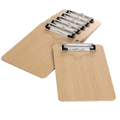 Imagen de TUKA [6x] A5 Portapapeles de Madera con Pinza, 4mm espesor, abrazadera metal recubierto goma, Tablero escritura para el Trabajo Diario Densidad pack 6, TKD8010
