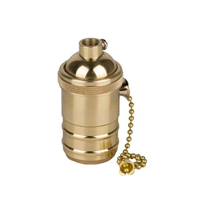 Imagen de PIANUO Soporte de lámpara latón retro con interruptor Chian ajuste tornillo E27 para bombilla Edison antiguo colgante luz pared Scone DIY
