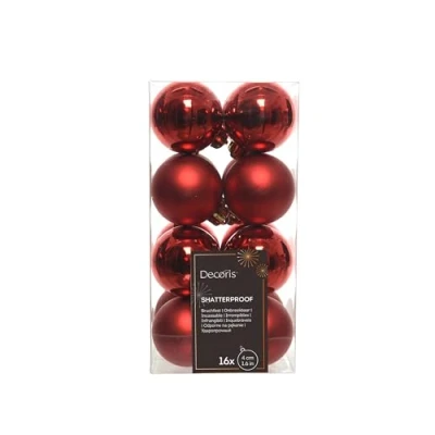 Imagen de Decoris Juego de 16 Bolas Navidad, Color Rojo