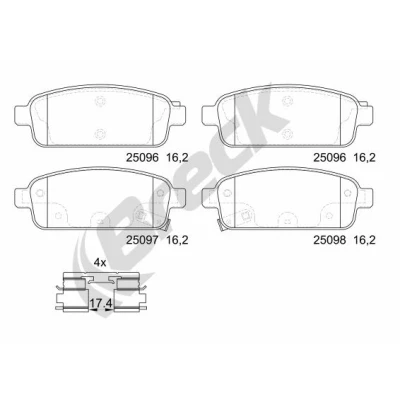 Imagen de BRECK 25096 00 704 20 Juego de pastillas freno con avisador acústico desgaste accesorios OPEL: Astra J Hatchback, GTC