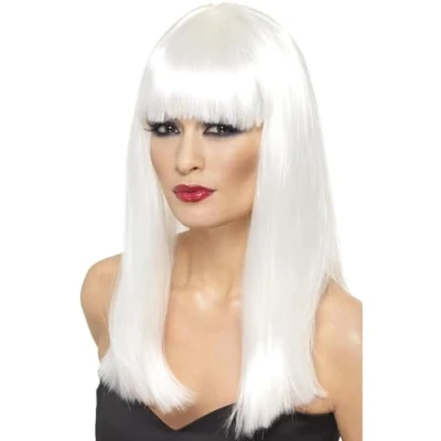 Imagen de Smiffys Peluca Glamourama, blanco, larga recta con flequillo