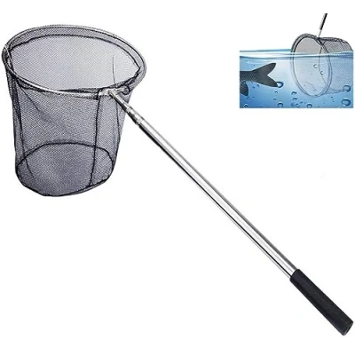 Imagen de Red de Aterrizaje Pesca, Xndryan 180 cm telescópica para Pesca Trucha Carpa, Redes Plegables Acero Inoxidable, Mango Largo estanques