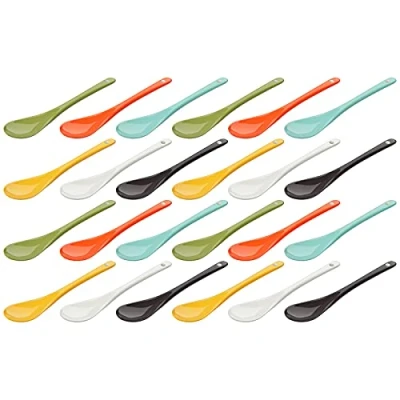 Imagen de WELLGRO Cuchara de porcelana para huevos colores, cucharas café, cucharillas té, postre, hueveras, cubiertos, diferentes cantidades a elegir, 24 unidades