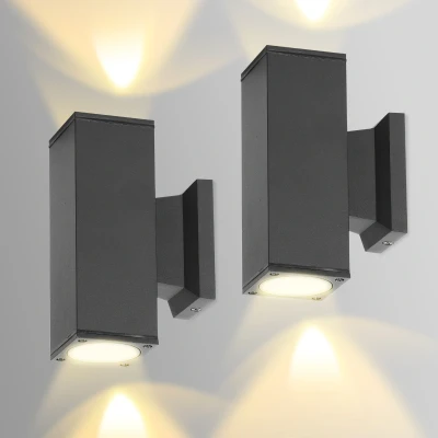 Imagen de Aigostar Aplique Pared Interior/Exterior,GU10 Lámpara Exterior Pared,IP65 Impermeable Luz Interior y Iluminación,Para Patio,Jardín,Balcón,Dormitorio,Pasillos (2 paquetes sin bombillas)