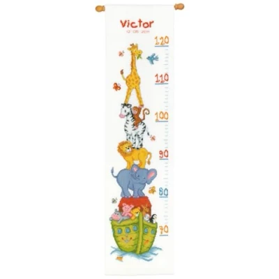 Imagen de Vervaco Kit de Punto Cruz para Hacer medidor Altura, diseño Arca Noé, Multicolor