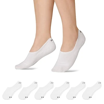 Imagen de Snocks 6 Pares de Calcetines Invisibles Hombre y Mujer Algodón Orgánico Ultrasuaves Cortos Transpirables Blanco 35 38