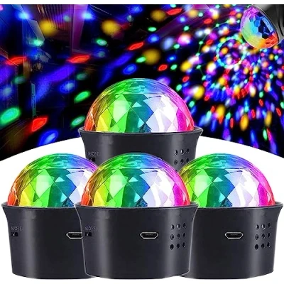 Imagen de CCHKFEI Luces Discoteca, Mini LED Bola de Escenario Discoteca Controladas Por Voz con Efectos Espejo y Brillo para Fiestas, Niños, Cumpleaños, Espectáculo