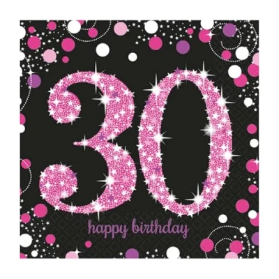 Imagen de Pink Sparkling Celebration 30th Birthday Luncheon Napkins 33cm /16