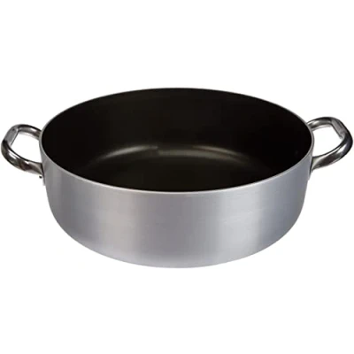 Imagen de Ollas Agnelli Platinum Baja Cazuela de Aluminio, con Dos Asas en Acero Inoxidable, Plata, 32 cm