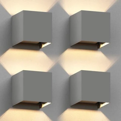 Imagen de ledscom.de 4 x Aplique CUBEL para exterior, IP65, up/downlight, gris mate, cuadrado, 1x G9 máx. 10W