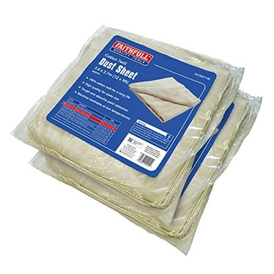 Imagen de Faithfull dsct129tp 3,5 x 2,6 m sarga de algodón polvo Hoja Multicolor (Pack 2)
