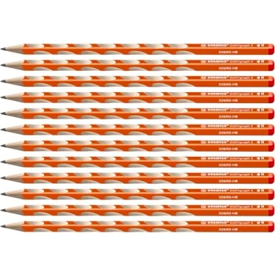 Imagen de Lápiz de gráfito ergonómico STABILO EASYgraph S Caja con 12 unidades Color cuerpo naranja Modelo para diestros