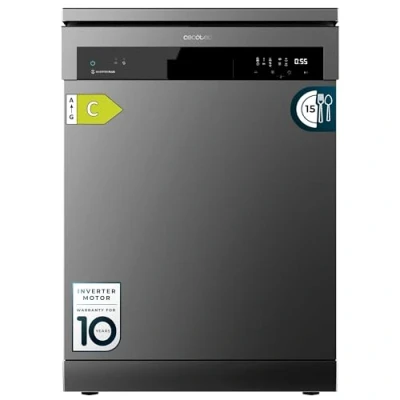 Imagen de Cecotec Lavavajillas 60cm Independiente Bolero Aguazero 6500 Dark C. 15 Cubiertos, 3ª Bandeja, 6 Programas con Dual Zone Wash, Dry+, Auto Open, Media Carga, Comienzo Diferido, Motor Inverter Plus
