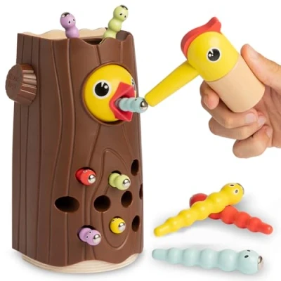Imagen de Nene Toys Pajarito Carpintero Juguete Educativo Magnético para Niños de 2+ Años Mejora Habilidades Motoras Finas y Reconocimiento Colores Juego Niñas 2 3 [Nueva Versión]