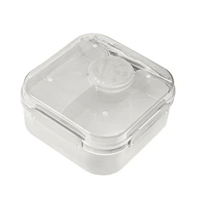 Imagen de BranQ Home essential Práctica fiambrera Lido de 1,6 l con cubiertos (tenedor y cuchillo) un recipiente cierre rosca para salsa o nueces, sin BPA, perfecta ensaladas aperitivos, crema
