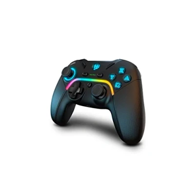 Imagen de KROM Gamepad KAYROS NXKROMKAYROS inalámbrico, diseñado para competición, botones configurables y macros, PC, SWITCH, ANDROID, IOS, LED RGB, soporte smartphone, negro