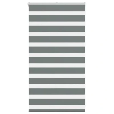 Imagen de vidaXL Estor Cebra Gris Oscuro 80x100cm Tejido Ancho 75,9 cm poliéster, Doble, Enrollable Cebra, Cortina Doble