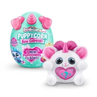 Imagen de Rainbocorns Puppycorn Bow Surprise, Series 3, Pinky The Chihuahua Peluche Coleccionable 5 Capas de sorpresas, despegar y revelar corazón, calcomanías, Limo, a Partir 3 años