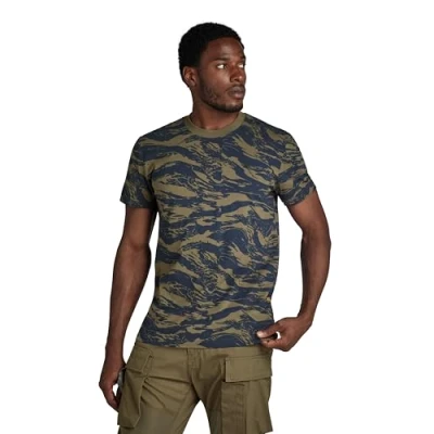 Imagen de G STAR RAW Camisetas, Multicolor Shadow Olive 2l Tiger Camo D24421 c334 g393, S para Hombre