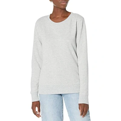 Imagen de Amazon Essentials Sudadera de Cuellocaja Forro Polar y Tejido Rizo Francés (Disponible en Tallas Grandes) Mujer, Gris Claro Mezcla, S