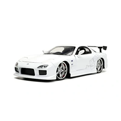 Imagen de Jada Toys Fast &amp; Furious 1993 Mazda RX 7 Modelo de Tuning a Escala 1:24, Puertas Abiertas, capó y Maletero, Color Blanco