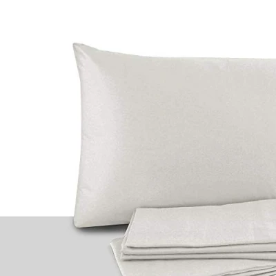 Imagen de GDN Funda Almohada en Algodón Juego de 2 Fundas 40x70 Made in Italy, Color Perla Hipoalergénicas Cojines
