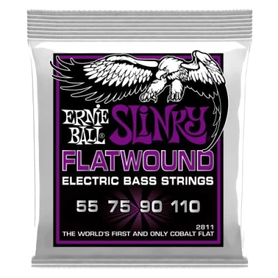 Imagen de Ernie Ball Power Slinky Flatwound Cuerdas para bajo eléctrico, entorchado plano, calibre 55 110