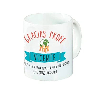Imagen de Calledelregalo Regalo personalizado de agradecimiento para profesores y profesoras; taza ‘Gracias, profe’ personalizable con nombre dedicatoria