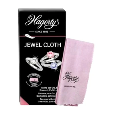 Imagen de Hagerty Jewel Cloth Paño para la limpieza de joyas oro y platino con piedras preciosas 36 x 30 cm I Gamuza limpia algodón impregnada en seco pulir diamantes, zafiro o rubí