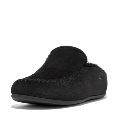 Imagen de Fitflop Pantuflas Chrissie con Costuras de Ganchillo, Mujer, Todo Negro, 38 EU
