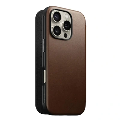 Imagen de Nomad Modern Leather Folio iPhone 16 Pro Brown