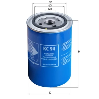 Imagen de MAHLE ORIGINAL KC 94 Filtro Combustible enroscable SCANIA: P,G,R,T series, 4 series