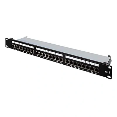 Imagen de Aiten Data Patch Panel/Panel de Parcheo Blindado, 24 Puertos 1U Cat 6 FTP para Armarios Rack, con Numeración Tomas, Bridas y Tornillos Instalación