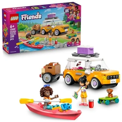 Imagen de LEGO Friends Amistad: Excursión en Coche por Carretera Vehículo de Juguete con Remolque 2 Mini Muñecas Figura Perro y Accesorios Inc. Kayak Monopatín Regalo para Niñas 6+ Años 42659